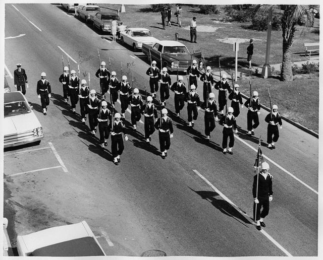 The Drill Team is downtown Pensacola, Veterans Day 1967.