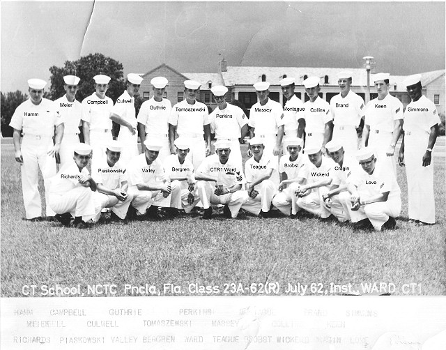 Corry Field CT School CTR Basic Class 23A-62(R) July 1962 - Instructor: CT1 Ward