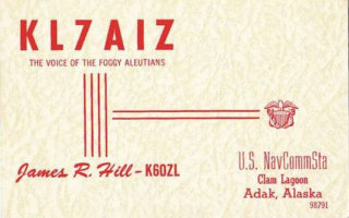 KL7AIZ QSL card Adak, Alaska - circa 1966