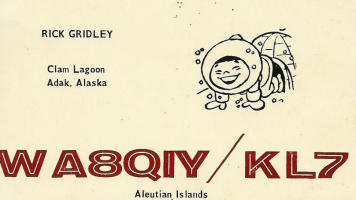 KL7AIZ QSL card Adak, Alaska - circa 1967