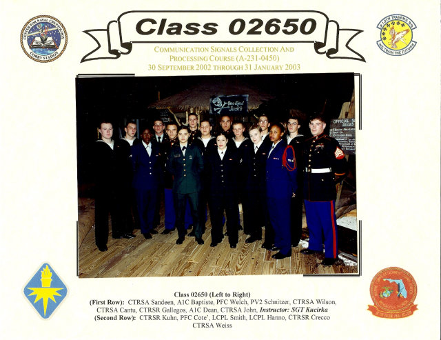 Corry Station CT School CTR A-School Class 02650 January 2003 - Instructor: SGT(USMC) Kucirka